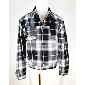 L' AGENCE Celine Soft Jean Denim Jacket Black White Size Small
